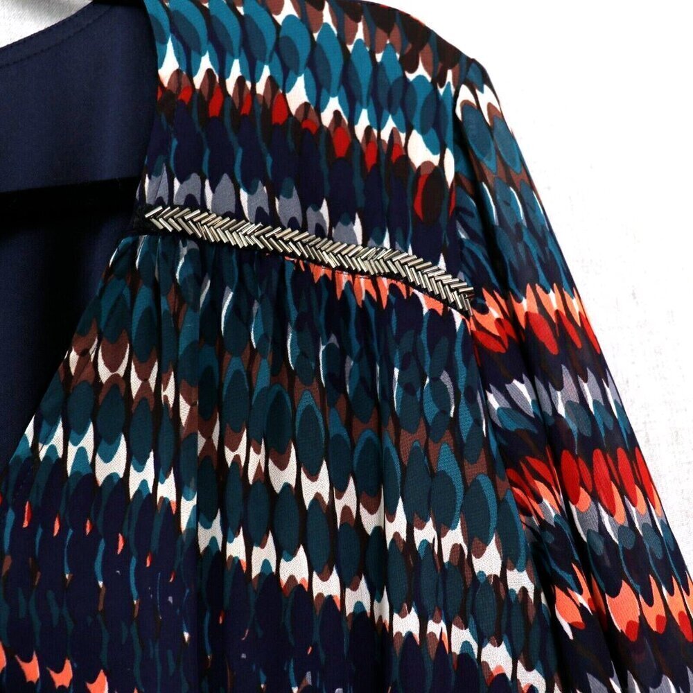 Cato Plus Size 22/24 Dress V-Neck Multicolor Formal Maxi Chevron Bead Detail - Picture 10 of 16